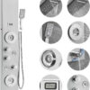 Shower Panel System, 6 Shower Modes, LED & Display Shower Panel Tower, Rainfall, Waterfall, 4 Body Massage Jets, Tub Spout, Handheld Shower Head 59′′ Hose, Stainless Steel Wall-Mounted Shower Set