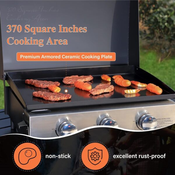 Burner Gas grill with side burner and enameled cast iron grille 42,000BTU outdoor cooking stainless steel propane grill Garden grill