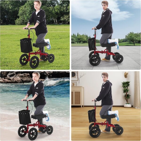 777ccef54c8642e58bb432174bfa9373 Knee Scooter for Foot Surgery, Leg Walker for Broken Foot Ankle Injuries, Dual Braking System Lightweight & Foldable Rolling Crutch Alternative (Red)