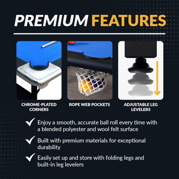 778abb898553477ba04954530c8e3712 Hathaway Fairmont 6 Ft Portable Pool Table, Adults Folding Billiards Tables for Game Room with Easy Foldable Storage, Includes Full Set of Billiard Balls, Cues, Chalk & Brush