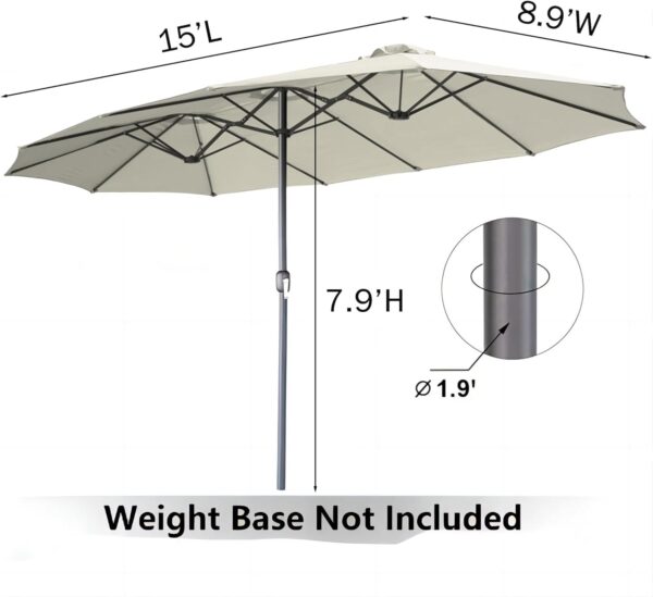 77c12c8dd46f4cf9b454b1392fa1265f 15ft Patio Umbrella with Solar Lights, Large Double Umbrella Outdoor, Rectangle 180”x106” Umbrellas with 156 PCS LED Lights and Crank Handle for Backyard Deck Pool Shade in Black(1.9′′ Pole)