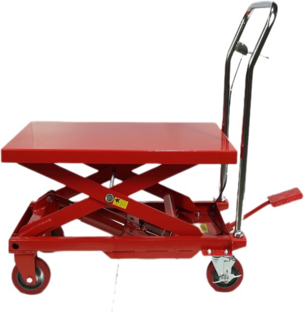 500LBS Hydraulic Lift Table Cart, 30′′ Lifting Height., Double Scissor Lift Table with 4 Wheels and Non-Slip Pad, Hydraulic Scissor Lift Table for Material Handling and Transportation