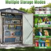 Aoxun 6.2×4 FT Shed Outdoor Storage Shed Metal Garden Shed with Lockable Doors & Slooping Roof Tool Shed Bike Shed for Backyard, Patio, Poolside (Brown)