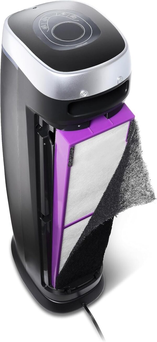 GermGuardian 5-In-1 HEPA Air Purifier for Home, Large Rooms Up To 915 Sq. Ft. with HEPA Pet Air Filter, UV-C Light & Odor Reduction, AC5250PT, 28′′ Tower, Black