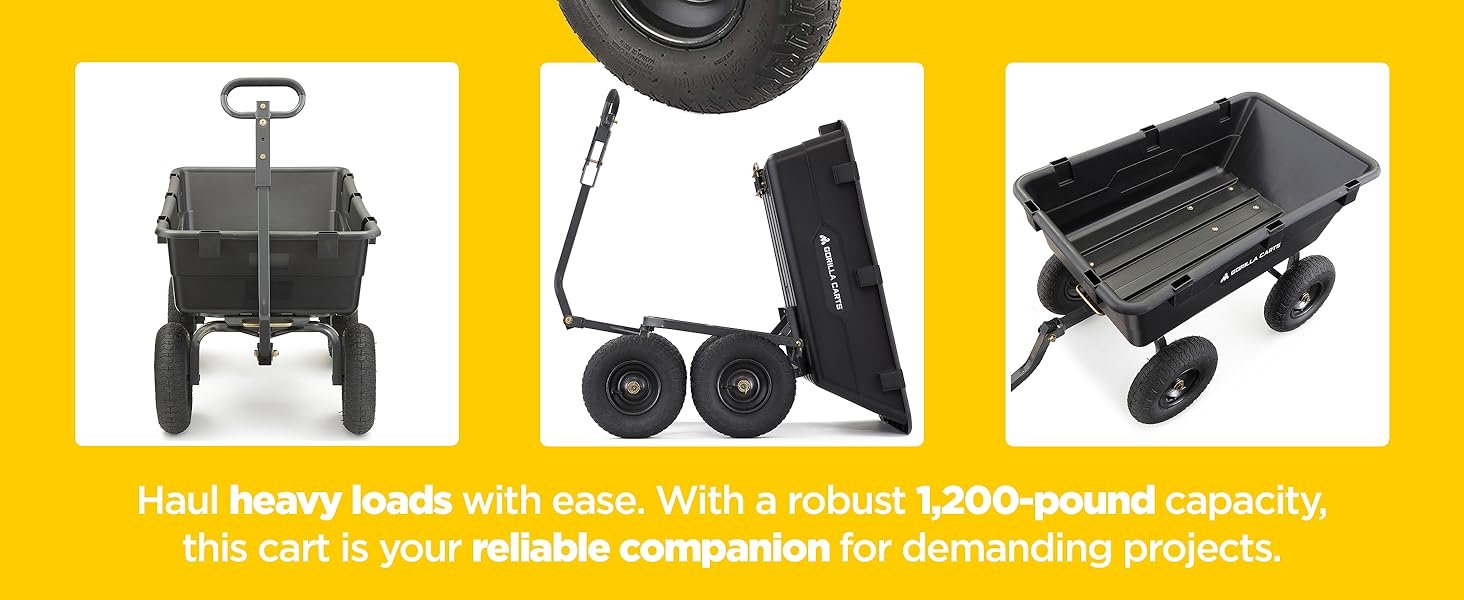 Heavy-Duty Yard Cart. Dump Cart. Gardening Tools. Outdoor Utility Cart. Innovative Garden Equipment.