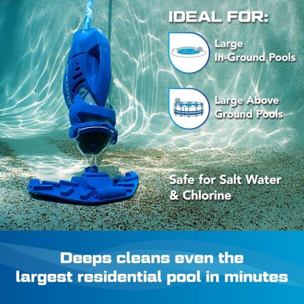 POOL BLASTER Max Cordless Pool Vacuum for Deep Cleaning & Strong Suction, Handheld Rechargeable Swimming Pool Cleaner for Inground and Above Ground Pools, Hoseless Pool Vac by Water Tech