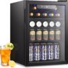 Mini Fridge 130 Can Beverage Refrigerator Cooler, 3.2 Cu.Ft Drink Fridge for Soda Wine Beer, Adjustable Temperature Control for Home Office, Black