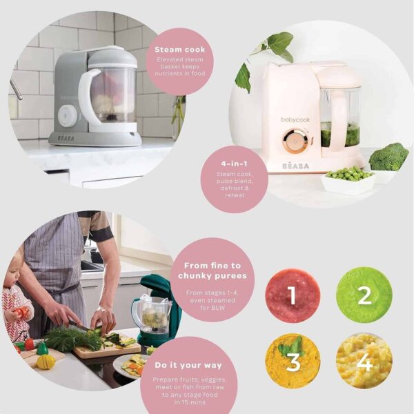 BEABA Babycook Solo 4 in 1 Baby Food Maker, Baby Food Processor, Steam Cook