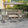 Patio Furniture Set 4 Pieces Outdoor Rattan Chair Wicker Sofa Garden Conversation Bistro Sets for Yard (Brown)