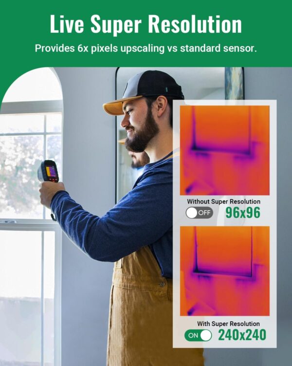 79e3a1c0c5f5471897059e1c1ab9b111 Thermal Camera, Super Resolution 240 x 240, Thermal Imaging Camera with Laser Pointer, 96 x 96 IR Resolution, 25 HZ Infrared Camera,-4°F to 1022°F, 50°FOV, 8h Battery Life Thermal Imager