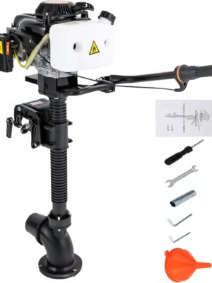 4 Stroke Outboard Motor, 4HP Heavy Duty Fishing Boat Engine with Wind Cooling CDI System, 55CC Jet Pump Boat Engine for Fishing Boats, Rubber Boats, 4hp Outboard Motor