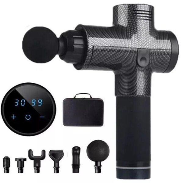 Deep Tissue Massage Gun – 30 Speed 6 Heads Super Quiet Brushless Motor LCD Touch Display Percussion Massager