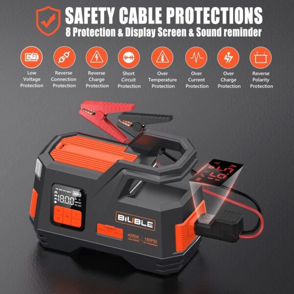 79fae2a7187a438dbb1ef42f6d14bcd5 Car Jump Starter with Air Compressor, 4500A Peak 26800mAh 12V Auto with 150PSI Tire Inflator(up to All Gas or 10.0L Diesel Engine)