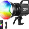130W RGB LED Video Light APP/2.4G Control 17 Effects, 2500-7500K 19800lux/1m COB Continuous Lighting Output with CRI97/TLCI98 4 Dimming Curves, Spotlight for Studio Shoots, FS150C