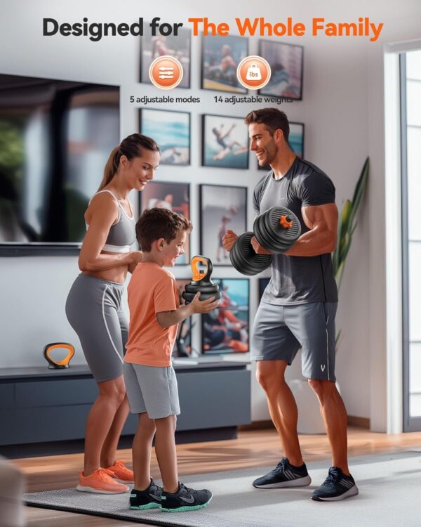 Adjustable Dumbbells, 20/30/40/45/70/90lbs Free Weight Set with Connector, 5 in1 Dumbbells Set Used as Barbell, Kettlebells, Push up Stand, Weight Plate, Fitness Exercises for Home Gym Suitable Men/Women