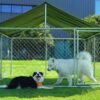 Outdoor Dog Kennel Dog Cage Dog Playpen Dog Fence Chicken Coop Hen House Heavy Duty Pet Playpen with Large Galvanized Chain Link with UV and Water Resistant Black Proof Cover