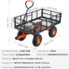 Garden Dump Cart, Heavy Duty Garden Wagon Yard Dump Wagon with Removable Sides, Convert to Flatbed, Utility Liner, 10in All Terrain Wheels
