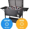 80 Quart Rattan Rolling Cooler Cart, Portable Wicker Cooler Trolley, Backyard Party Drink Beverage Bar
