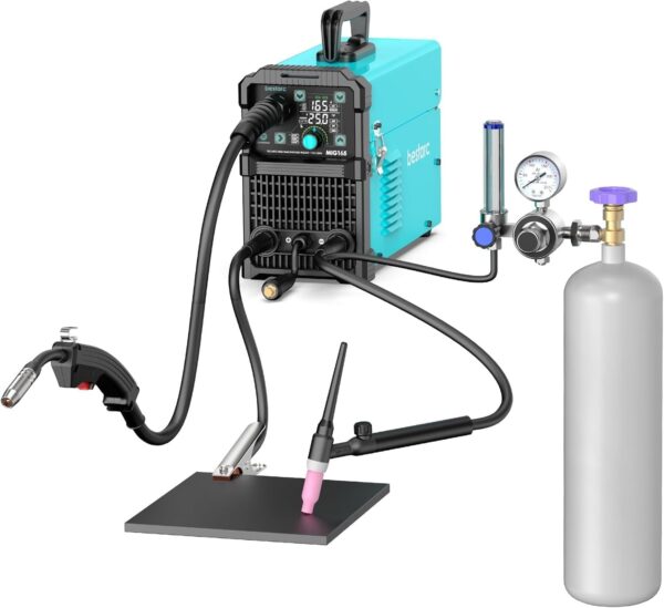 7bbce0aacdb14d36b0a1cc146fbfe21f 145A MIG Welder, 110V/220V Dual Voltage Gas/Gasless Flux Core MIG Welder/Lift TIG/Stick 3 in 1 Synergic MIG145 9GEN Welding Machine, Flux/Solid Welder Digital Screen Display