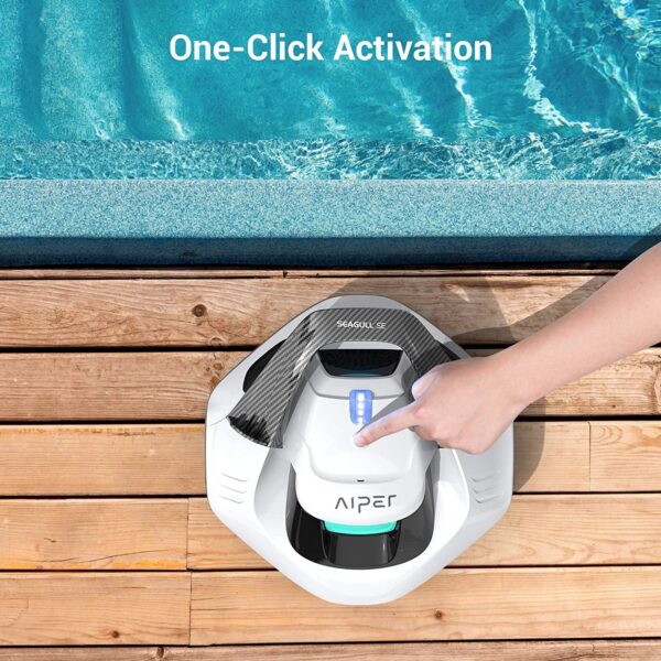 Cordless Robotic Pool Cleaner, Pool Vacuum Lasts 90 Mins, LED Indicator, Self-Parking, Ideal for Above/In-Ground Flat Pools up to 40 Feet – Gray