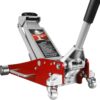 3 Ton Low Profile, Aluminum and Steel Racing Floor Jack with Dual Pistons Quick Lift Pump for Sport Utility Vehicle, Lifting Range 3-15/16′′ min to 18-5/16′′ max, Red