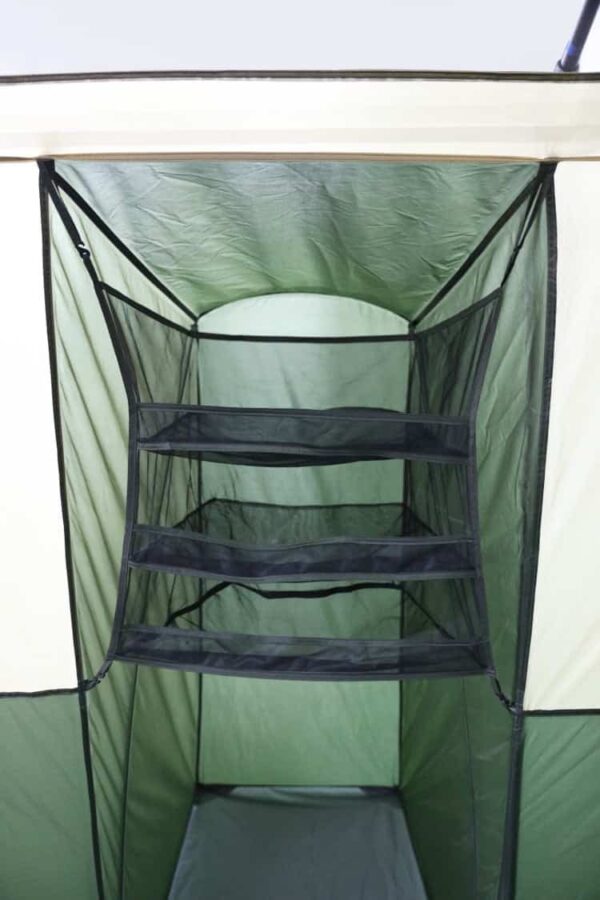 7c413a3fb0874d05937c38ca2a03a0a6 Hazel Creek 12 Person Cabin Tent, 3 Rooms, Green