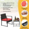 Patio Furniture Set 4 Pieces Outdoor Rattan Chair Wicker Sofa Garden Conversation Bistro Sets for Yard (Brown)