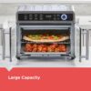 Crisp ‘N Bake Air Fryer Toaster Oven Combo, 12 in 1 Countertop Convection Oven Cooks Food Fast, Fits a Whole Pizza or 6 Toast Slices, French Doors with Stainless Steel Finish