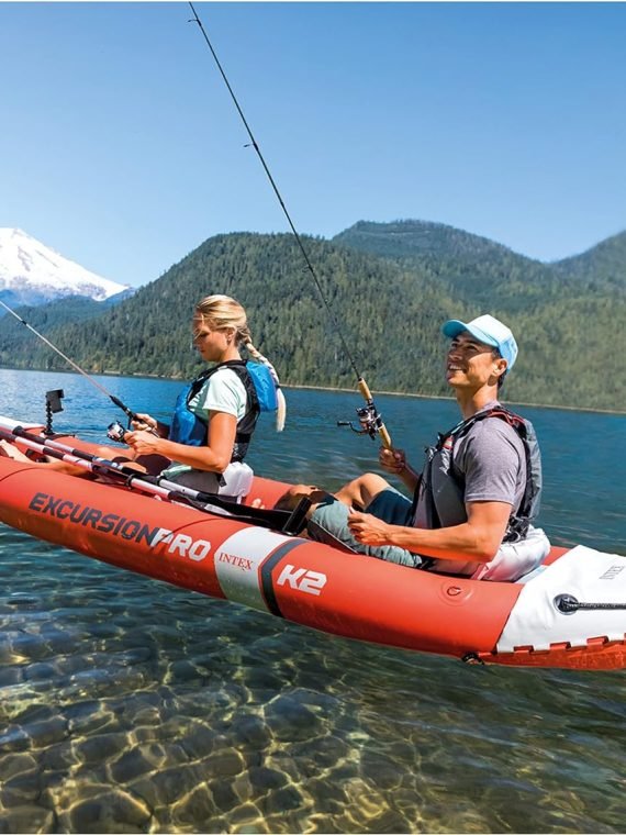 1-Person Inflatable Kayak with Paddles, Pump & Fishing Rod Holders