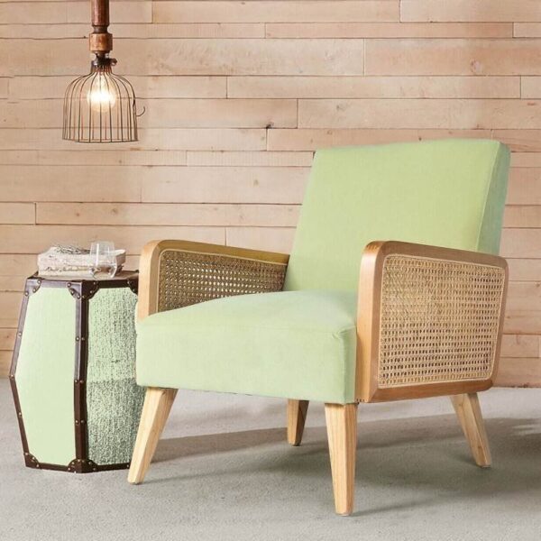 7c9a8c6a80d84d4b84f3ff2be4f0275e Upholstered Accent Chair with Rattan Arms