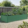 8x4x2ft 2pcs Large Raised Garden Bed Kit, Galvanized Metal Planter Box with Gloves, Ground Nails & Safety Rubber, Outdoor Above Ground Planters for Plants Vegetables Flowers, Green