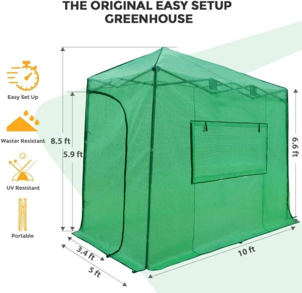 7cb1df5ed2e6496dbd3f2adfb46080fc EAGLE PEAK 6×4 Portable Walk-in Greenhouse, Pop-up Indoor Outdoor Garden Green House, Zippered Door and Windows, PE Cover, White