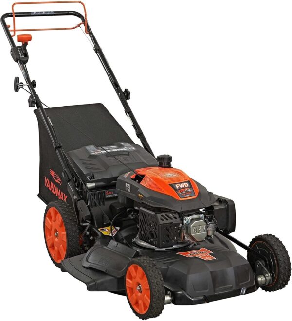7d2a4eba94424c2a976297ad5affc6e2 YG2860 22′′ 201cc 3-in-1 Gas Self-Propelled Lawn Mower with CVT and High Wheels