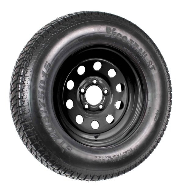 7d6001683e4e4074a3147391cca7c734 2-Pk Trailer Tire On Black Wheel Modular Rim ST205/75D15 LRC 5 Lug On 4.5 15 x 5.