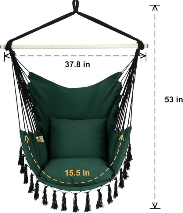 7d7e5ef6beaa4d79b9e9f1a15b8f882e Y- Stop Hammock Chair Hanging Rope Swing, Max 500 Lbs, 2 Cushions Included, Large Macrame Hanging Chair with Pocket for Superior Comfort, with Hardware Kit (Beige)