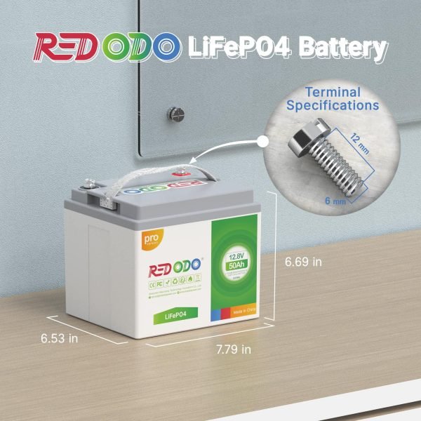 Redodo Portable 12V 50Ah LiFePO4 Lithium Battery 4000-8000 Cycles 10-Year lifetime, Perfect for RV, Camper, Security Devices