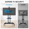 Rolling/Mobile TV Cart with Wheels for 32-82 Inch LCD LED 4K Flat Screen TVs – TV Floor Stand with Shelf Holds Up to 100 lbs, Height Adjustable Trolley Max VESA 600x400mm- PSTVMC05