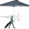 CROWN SHADES 10×10 Pop Up Canopy – Beach Tent with One Push Setup – Easy Outdoor Sun Shade for Events, Parties, Camping – Gazebo with STO-N-Go Cover Bag, Silver Coated Top, White