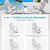 Folding Adirondack Rocking Chair,4-in-1 Multifunctional Patio Chair with Retractable Ottoman, Outdoor Chair Wood Texture, Lawn Chair for Porch, Backyard, Pool(Grey)