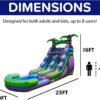 HeroKiddo 16′ Purple Tropical Lightweight Premium Commercial Grade Water Slide Inflatable with Attached Pool for Kids and Adults (with Blower), Wet Dry Use, Summer Fun