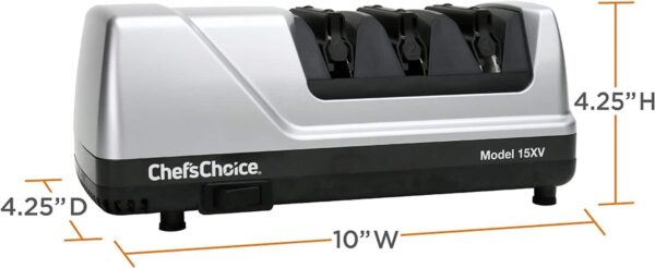 Chef’sChoice Trizor 15XV Professional Electric Knife Sharpener for Kitchen Knives, 75db, 3 Slots, Gray