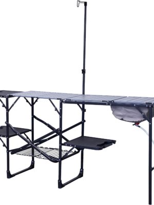 GCI OUTDOOR Master Cook Station | Portable Folding Kitchen Table with Soft Shell Sink, Heat Resistant Tabletop & Telescoping Lanter Pole, Perfect for Camping Trips