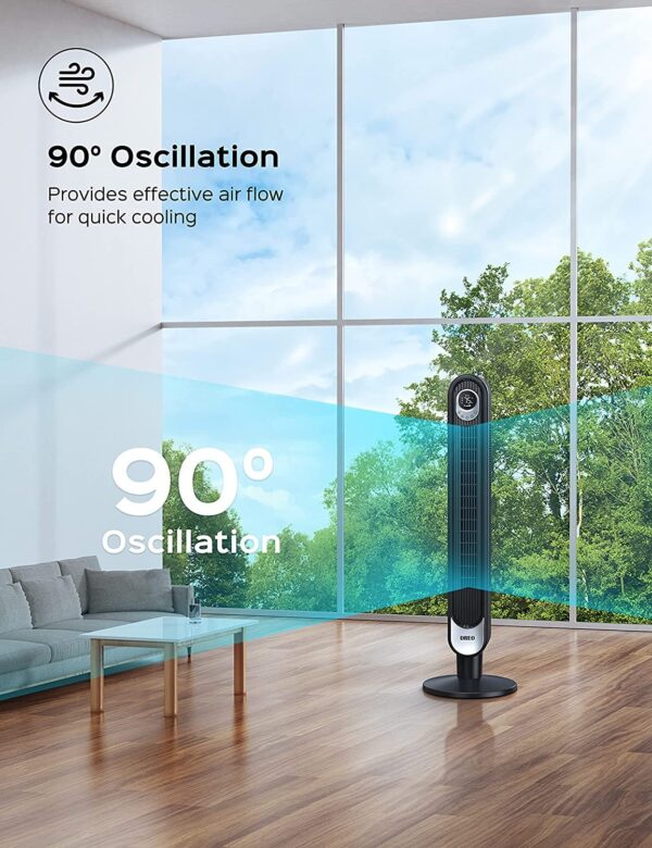 7f11e3b370554b95a3cba3f8f7ccdfd9 106cm Tower Fan with Remote. Floor Fan Oscillating 90 Powerful Fan 6 Speeds. Quiet Bladeless Cooling Fan