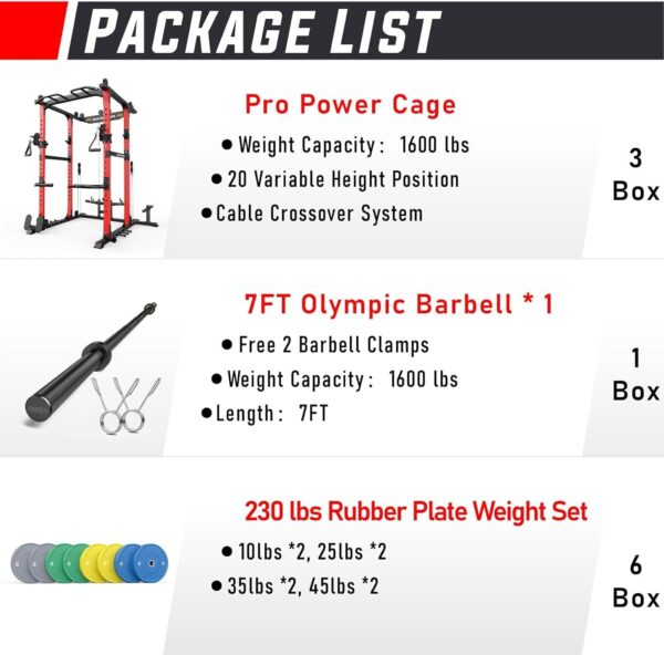 7f3129fadadd46deaeb447157787163c Sportsroyals Power Cage,1600lbs Multi-Function Power Rack with Adjustable Cable Crossover System and More Training Attachment, Weight Cage for Home Gym