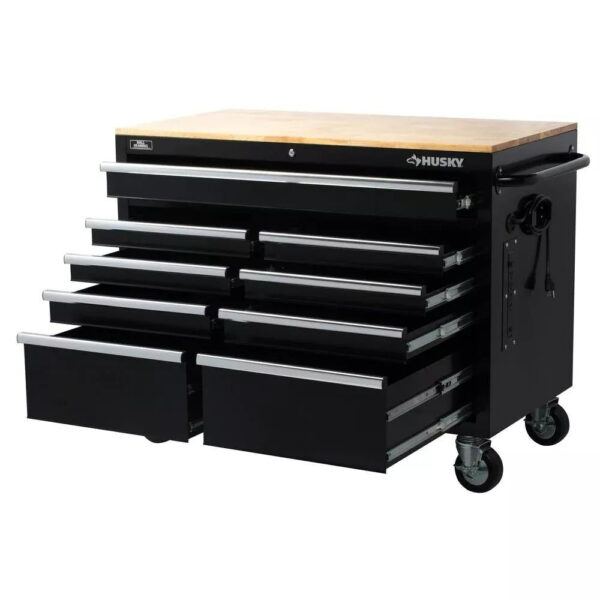 7f3d23fd0f314b95b4a15bf5c5ea7aea 46 in W x 24 in D 9Drawer Gloss Black Deep Tool Chest Mobile Workbench