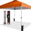 CROWN SHADES 10×10 Pop Up Canopy – Beach Tent with One Push Setup – Easy Outdoor Sun Shade for Events, Parties, Camping – Gazebo with STO-N-Go Cover Bag, Silver Coated Top, White