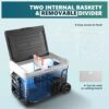 12 Volt Refrigerator, 53QT(50L) Electric Cooler, Portable Freezer 12V/24V DC 110-240V AC, 12V Fridge -4°F~68°F, 12V Cooler with Wheels & 2 Baskets for Travel, Truck, Boat, Camping