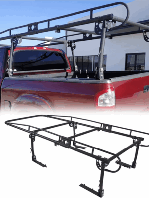 Kojem Universal Kayak Lumber Rack 1000 LBS Adjustable Truck Bed Rack Contractors Ladder Pickup Side Bar Long Cab Over-Cab