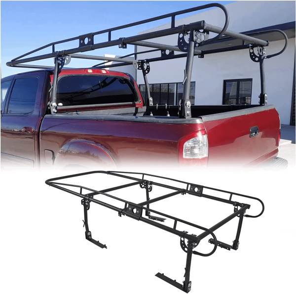 7f9a8052e2fa489cbf8b4b5ed848b501 Kojem Universal Kayak Lumber Rack 1000 LBS Adjustable Truck Bed Rack Contractors Ladder Pickup Side Bar Long Cab Over-Cab
