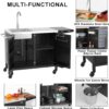 Outdoor Grill Table with Stainless Steel Sink – Metal Grill Cart Kitchen Island